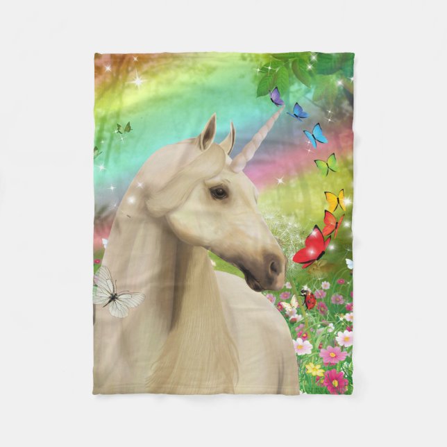 Magic Unicorn with Rainbows & Butterflies blanket (Front)
