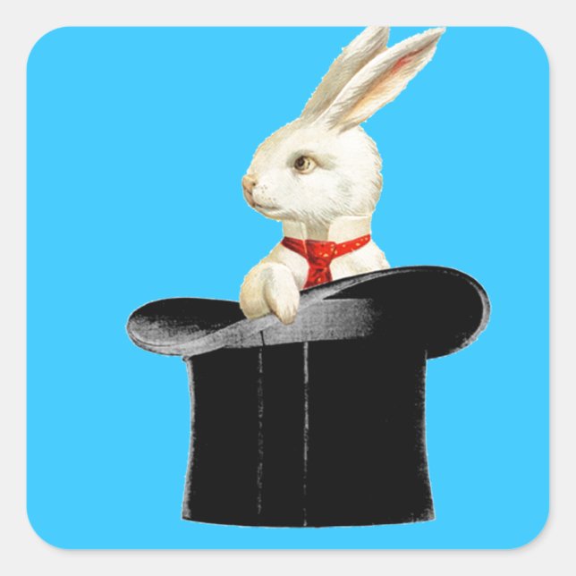 magic vintage top hat rabbit square sticker (Front)