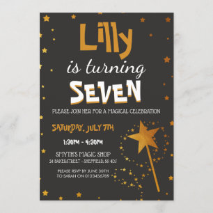 Magic Wand Star Theme Birthday Party Custom RSVP Invitation