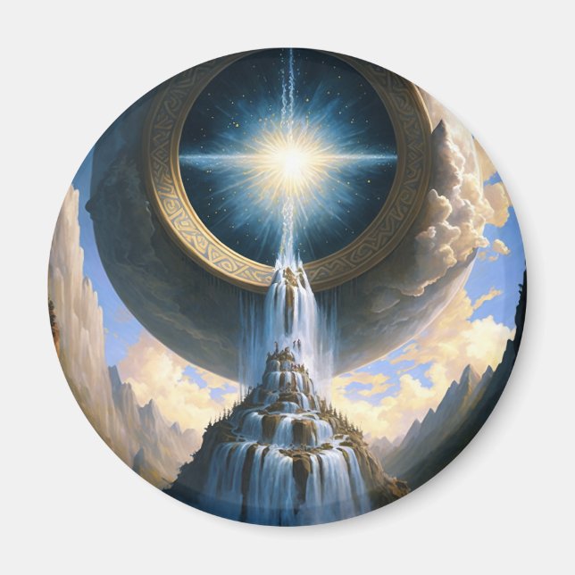 Magic Waterfall Surreal Fantasy Art Magnet (Front)