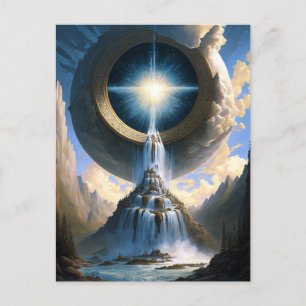 Magic Waterfall Surreal Fantasy Art Postcard