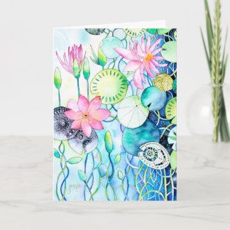 Magic Waterlilies Folded Greeting Card