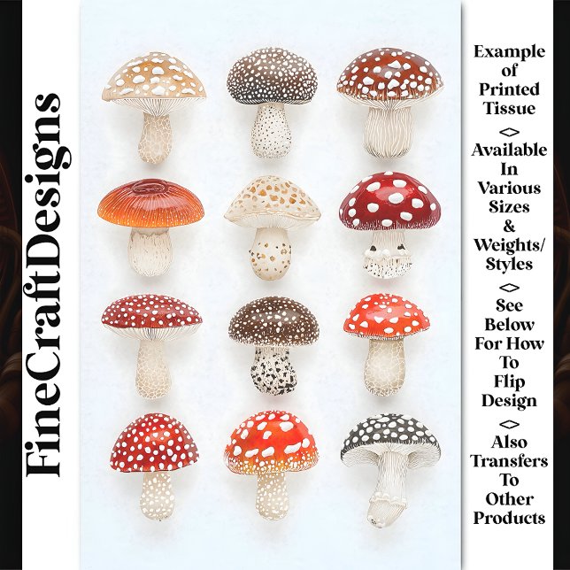 Magic Whimsical Fictional Mushrooms AW6 Decoupage Tissue Paper (Creator Uploaded)