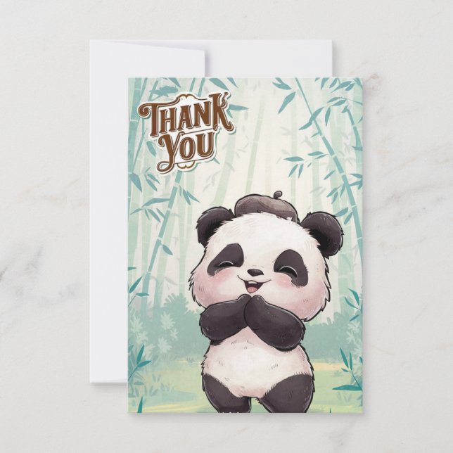 Magic Whimsical Panda Thank You Card (Front)