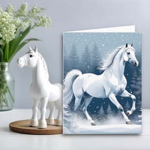 Magic White Winter Horse Card