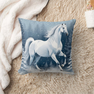 Magic White Winter Horse Cushion