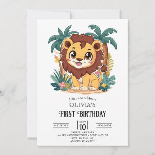 Magic Wild Lion 1st Birthday Digital Invitation