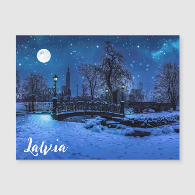 Magic winter night with starry sky and full moon (Front)