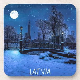 Magic winter night with starry sky and moon coaster
