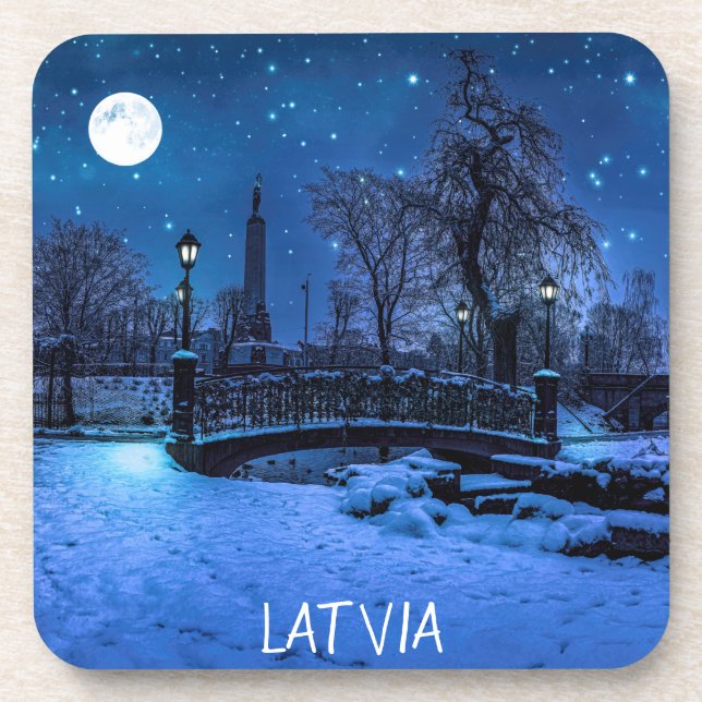 Magic winter night with starry sky and moon coaster (Front)