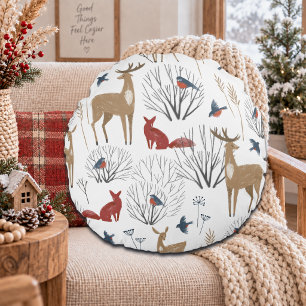 Magic Winter Wonderland Round Cushion