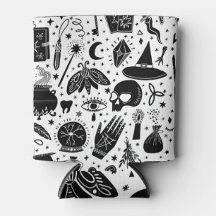 Magic witch pattern: vintage witchcraft background can cooler