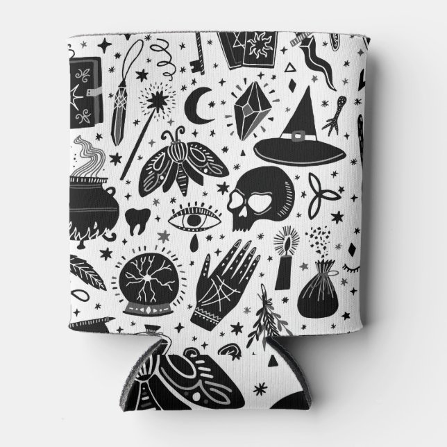 Magic witch pattern: vintage witchcraft background can cooler (Front)