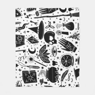 Magic witch pattern: vintage witchcraft background fleece blanket