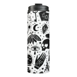 Magic witch pattern: vintage witchcraft background thermal tumbler
