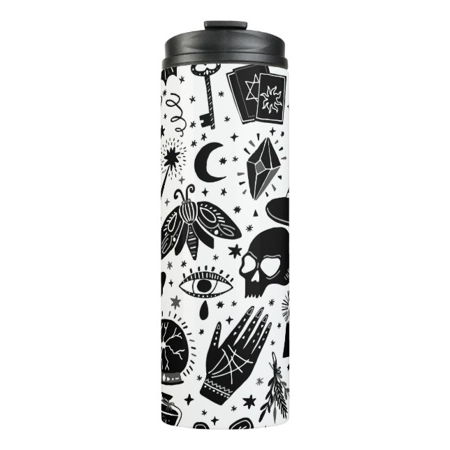 Magic witch pattern: vintage witchcraft background thermal tumbler (Front)