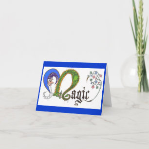 Magic Wizard and Dragon Notecard