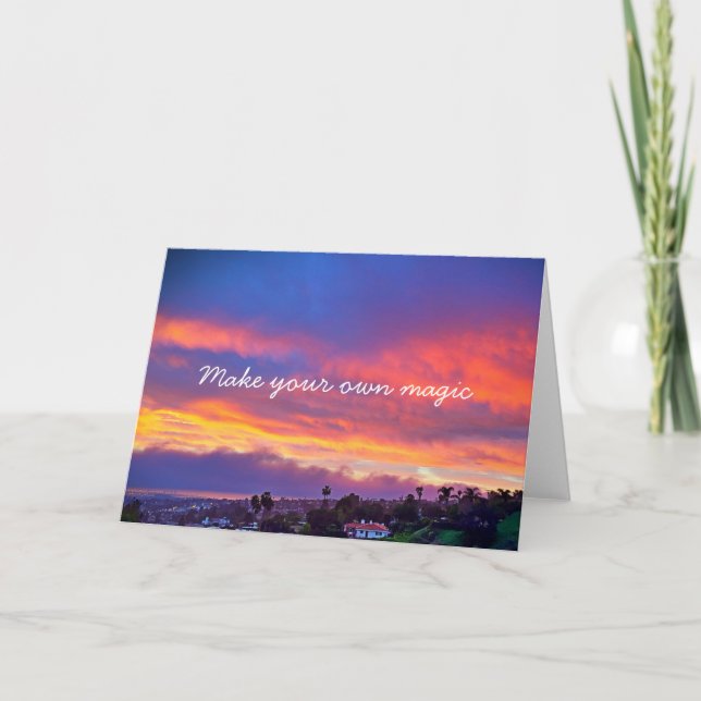 “Magic” yellow & blue sunrise photo blank inside Card (Front)