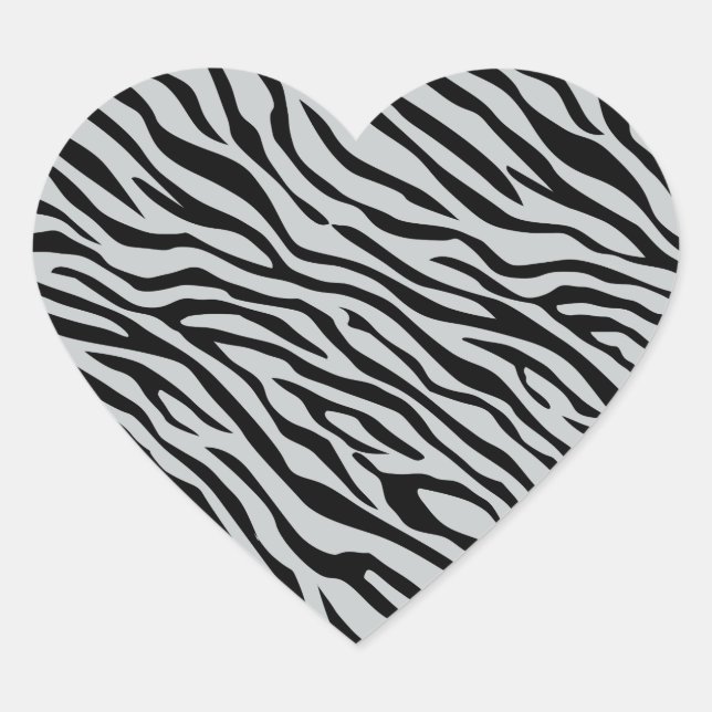 Magic Zebra Stripes Click to Customise Grey Colour Heart Sticker (Front)