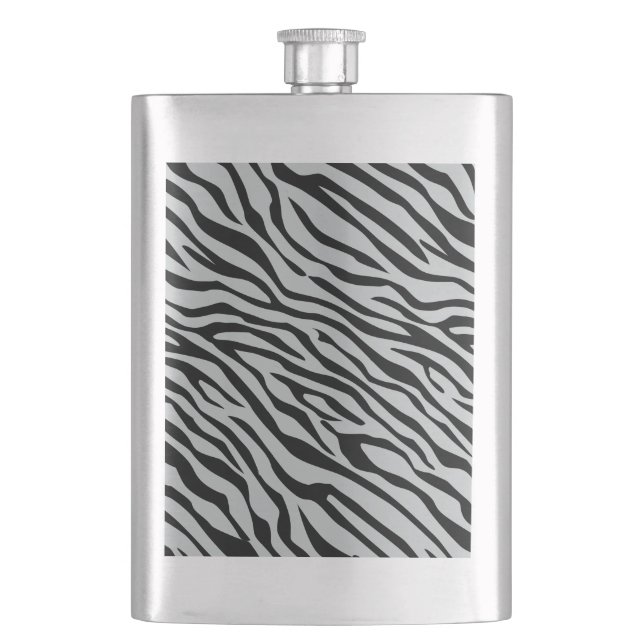 Magic Zebra Stripes Click to Customise Grey Colour Hip Flask (Front)