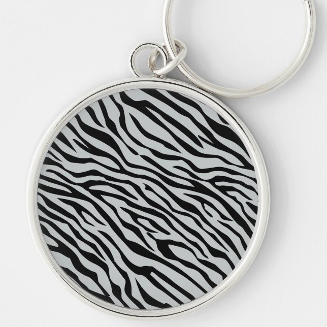 Magic Zebra Stripes Click to Customise Grey Colour Key Ring (Front)