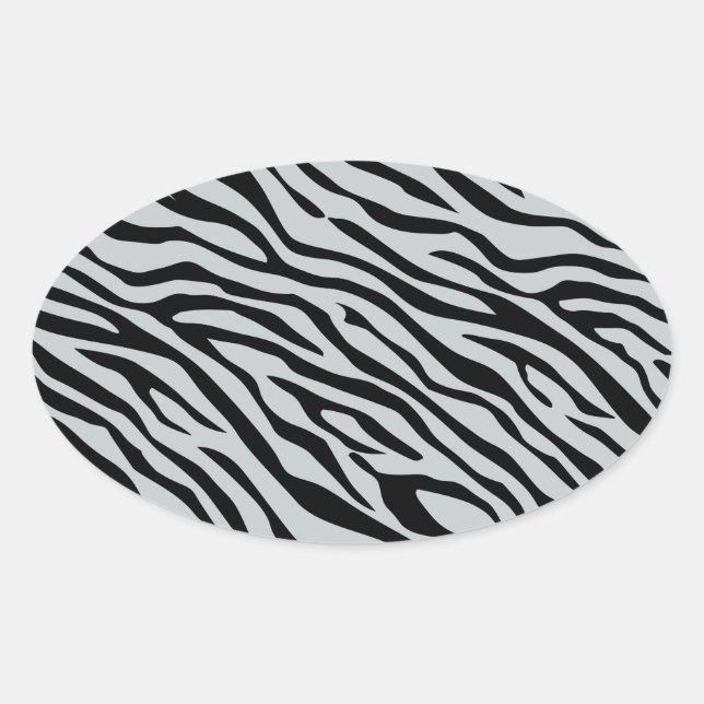 Magic Zebra Stripes Click to Customise Grey Colour Oval Sticker (Front)
