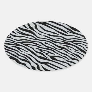 Magic Zebra Stripes Click to Customise Grey Colour Oval Sticker