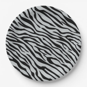 Magic Zebra Stripes Click to Customise Grey Colour Paper Plate
