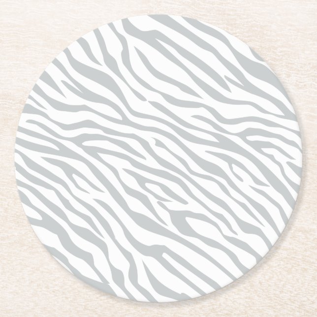 Magic Zebra Stripes Click to Customise Grey Colour Round Paper Coaster (Front)