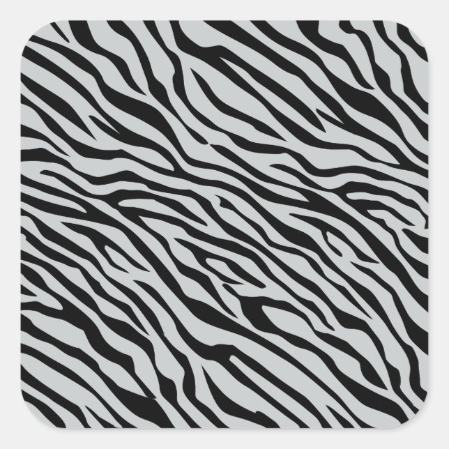 Magic Zebra Stripes Click to Customise Grey Colour Square Sticker (Front)