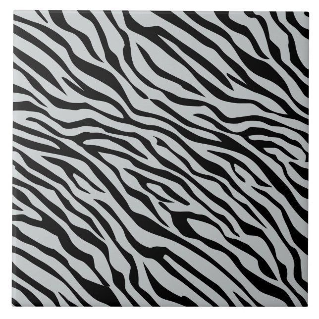Magic Zebra Stripes Click to Customise Grey Colour Tile (Front)