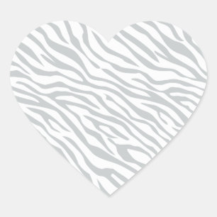 Magic Zebra Stripes Click to Customize Grey Color Heart Sticker