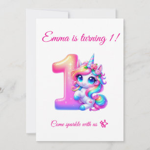 Magical 1st Birthday Invitation Editable
