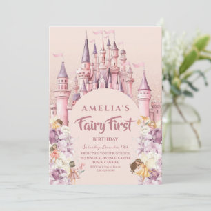 Magical 1st Birthday Party Cartoon Castle Invitation