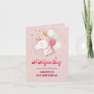 Magical 1st Birthday Unicorn Invitation