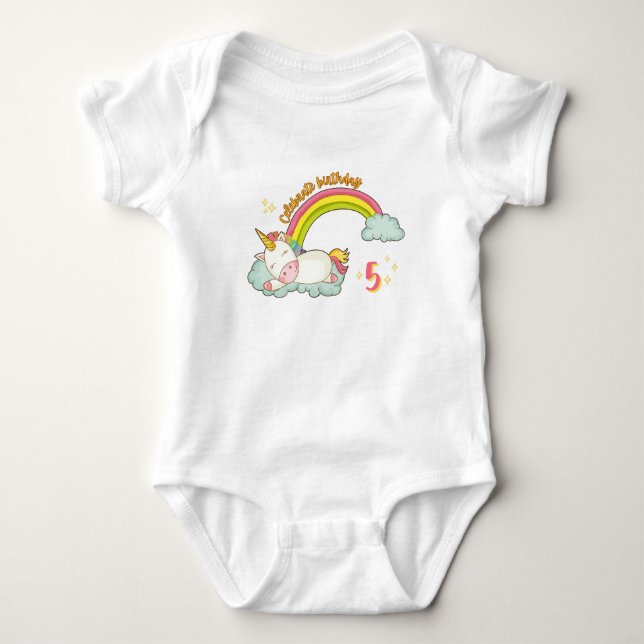 Magical 5th birthday celebration  baby bodysuit (Front)