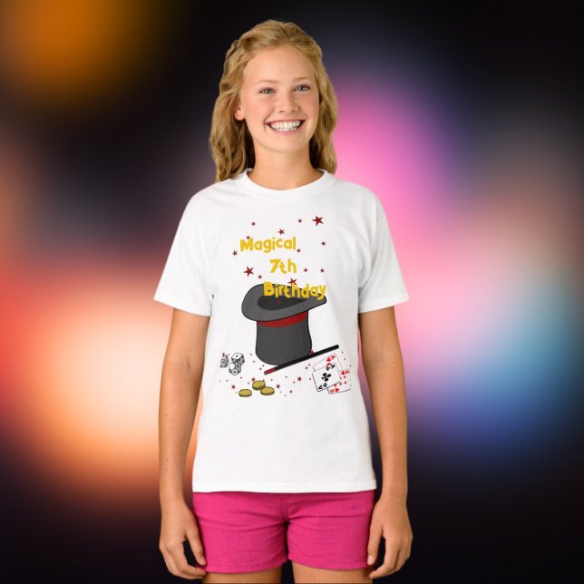 Magical 7th Birthday Theme Party T-Shirt (Magical 7th Birthday Theme Party T-Shirt, Magic Show Honor Guest T-shirt)