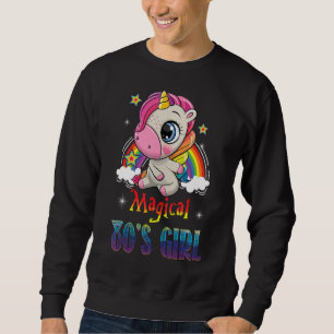 Magical 80's Girl Flossing Unicorn Rainbow 1980 Sweatshirt