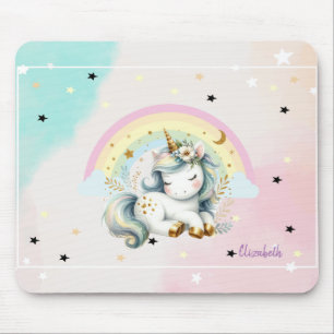 Magical Adorable Unicorn, Rainbow, Stars Mouse Mat