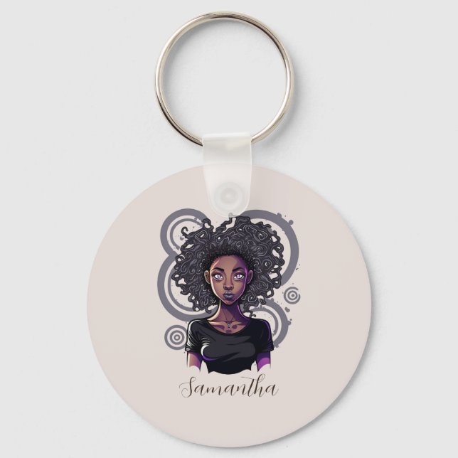 Magical Afro Woman Key Ring (Front)