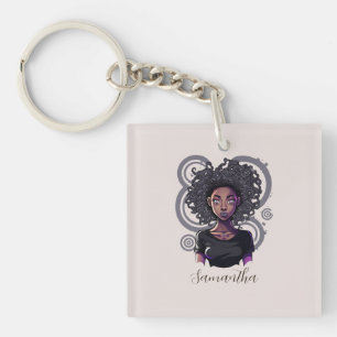 Magical Afro Woman Key Ring