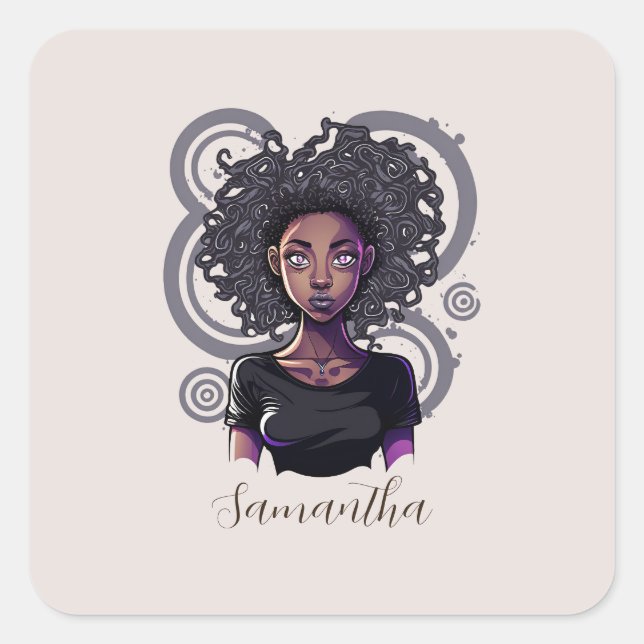 Magical Afro Woman Square Sticker (Front)