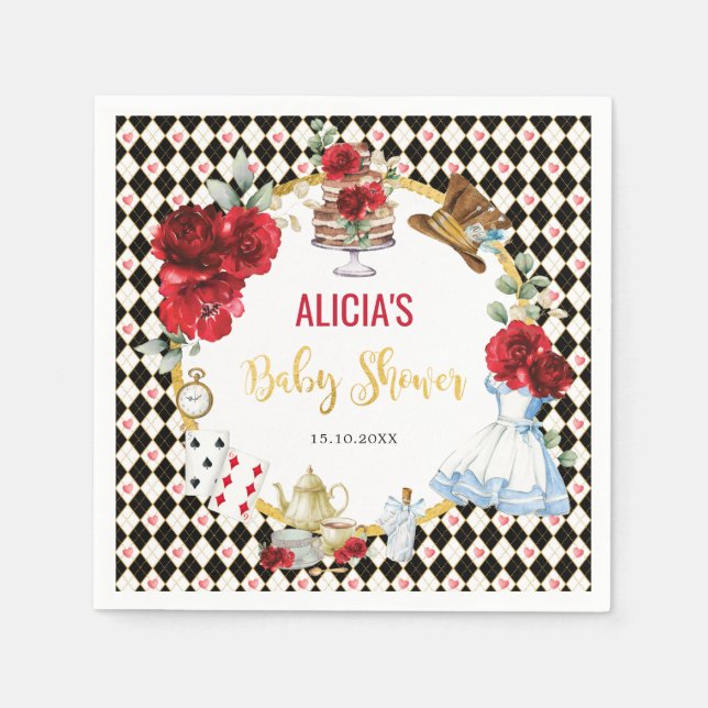 Magical Alice in Wonderland Baby Shower Tea Party Napkin (Front)