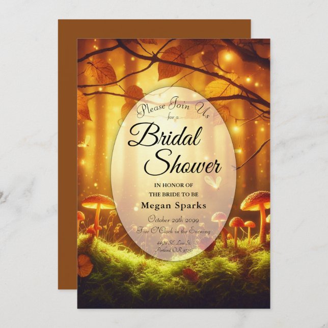 Magical Amber Forest Fairytale Bridal Shower Invitation (Front/Back)