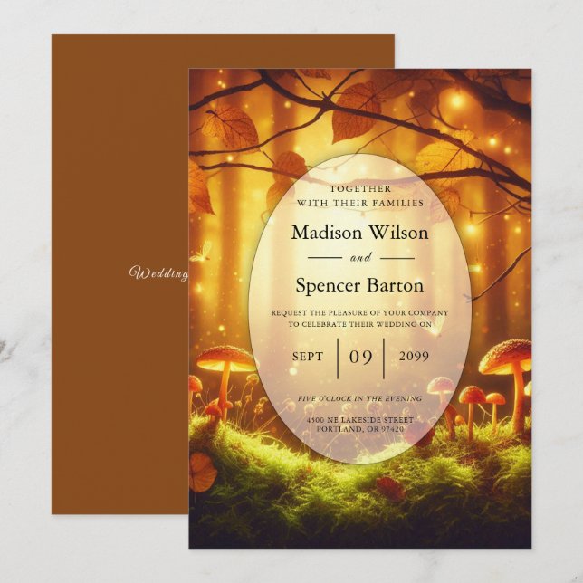 Magical Amber Forest Fairytale Wedding Invitation (Front/Back)