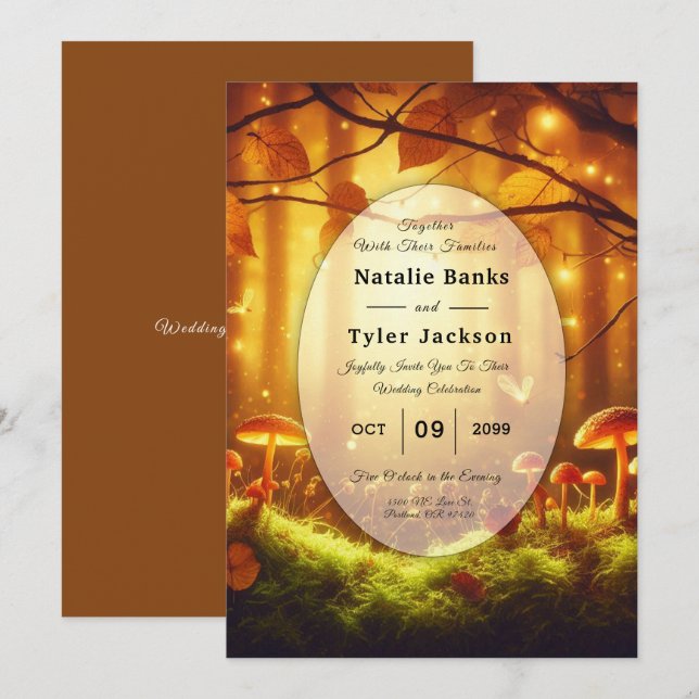 Magical Amber Forest Fairytale Wedding Invitation (Front/Back)