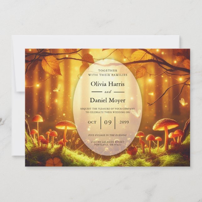 Magical Amber Forest Fairytale Wedding Invitation (Front)