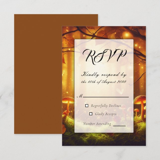 Magical Amber Forest Fairytale Wedding RSVP Card (Front/Back)
