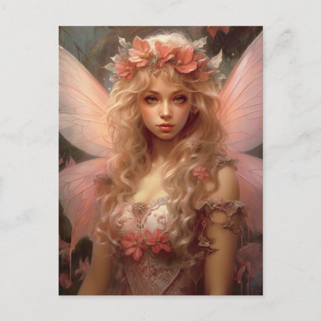 Magical And Pink Fairy Fantasy Art Postcard (Front)