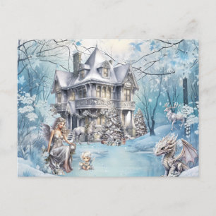 Magical and Whimsical Christmas Fairy Holiday Postcard